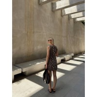 Модное, льняное леопардовое платье мини 28908