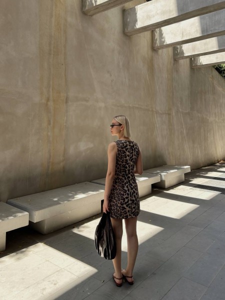Модна, лляна леопардова сукня міні 28908