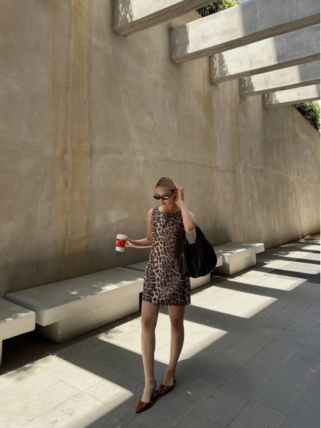Модна, лляна леопардова сукня міні 28908