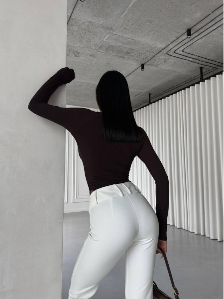 Боди с рукавом со скрытой молнией коричневого цвета 28912