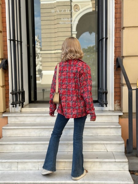 Відмінна жіноча сорочка із фланелі червоного кольору 28913