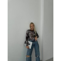 Чудовий лонгслів із сітки сірого кольору 28953