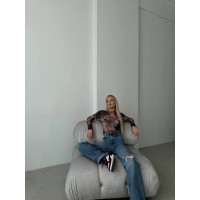 Чудовий лонгслів із сітки коричневого кольору 28954