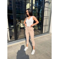 Стильні жіночі штани бежевого кольору 28959