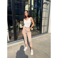 Стильні жіночі штани бежевого кольору 28959