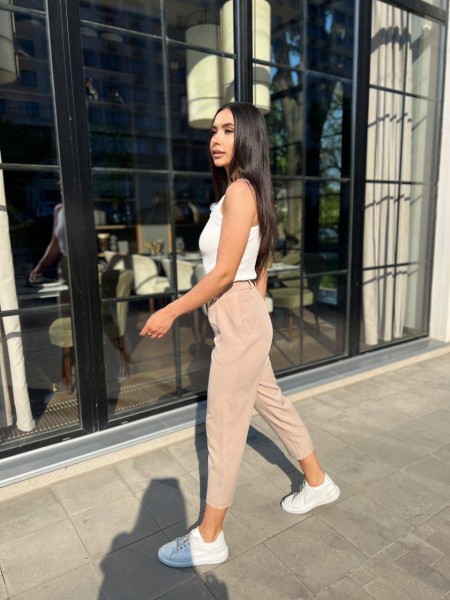 Стильні жіночі штани бежевого кольору 28959