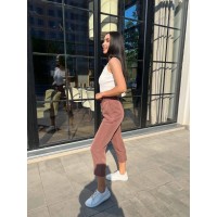 Стильні жіночі штани пудрового кольору 28960