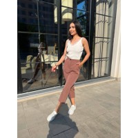 Стильні жіночі штани пудрового кольору 28960