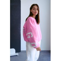 Стильний світшот на флісі з написом рожевого кольору 28967
