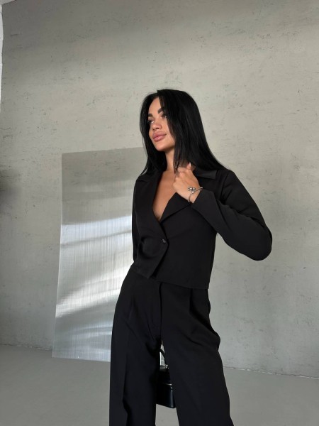 Стильний класичний костюм чорного кольору 29008