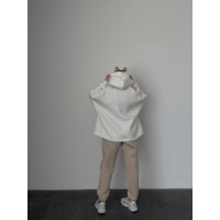 Стильний та вільний худі з вишивкою "Mriya" білого кольору 29053