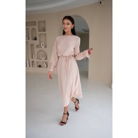 Сукня міді бежевого кольору 29088