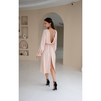 Сукня міді бежевого кольору 29088