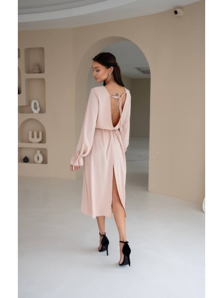 Платье миди бежевого цвета 29088