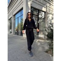 Жіночий вельветовий костюм чорного кольору 29101