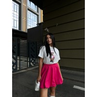 Пишна бавовняна спідниця малинового кольору 29105