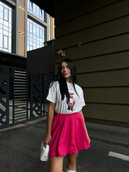 Пишна бавовняна спідниця малинового кольору 29105