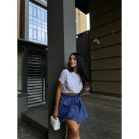 Пишна бавовняна спідниця синього кольору 29106