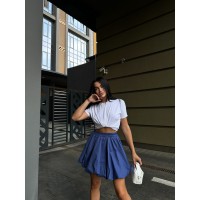 Пишна бавовняна спідниця синього кольору 29106