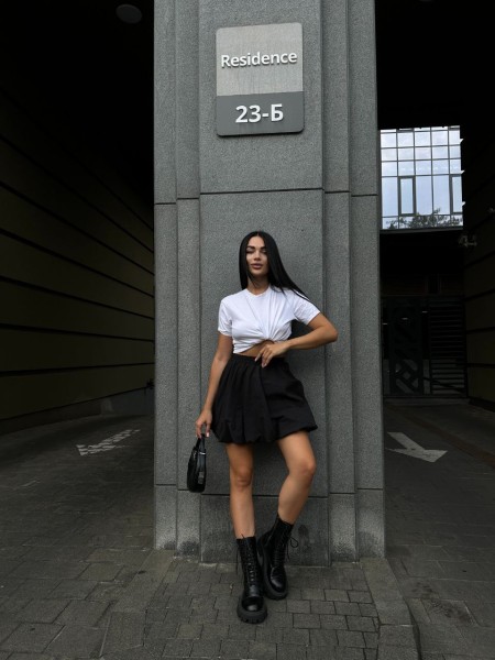 Пишна бавовняна спідниця чорного кольору 29107