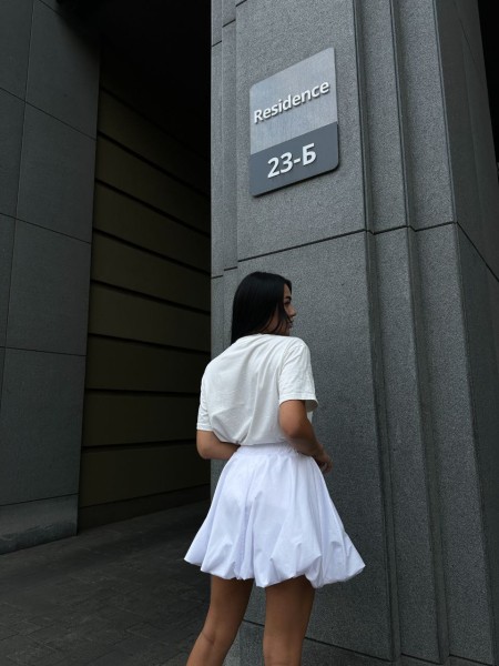 Пишна бавовняна спідниця бiлого кольору 29108