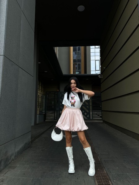 Пишна бавовняна спідниця рожевого кольору 29109