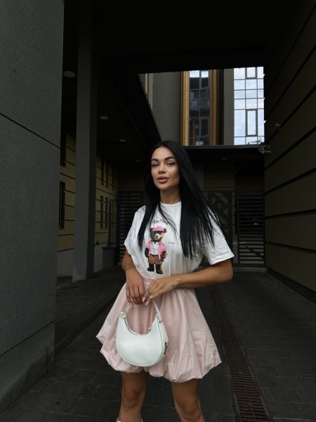 Пишна бавовняна спідниця рожевого кольору 29109