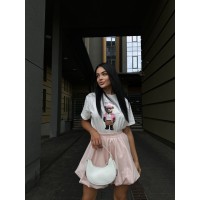 Пишна бавовняна спідниця рожевого кольору 29109