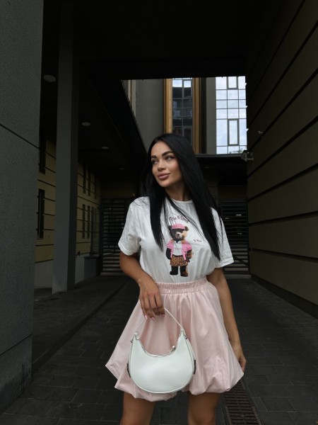 Пишна бавовняна спідниця рожевого кольору 29109