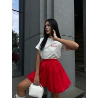 Пишна бавовняна спідниця червоного кольору 29110