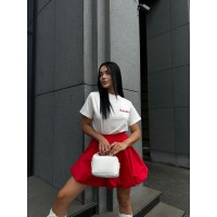 Пишна бавовняна спідниця червоного кольору 29110