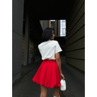 Пишна бавовняна спідниця червоного кольору 29110