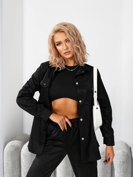 Жіночий прогулянковий костюм чорного кольору 29117