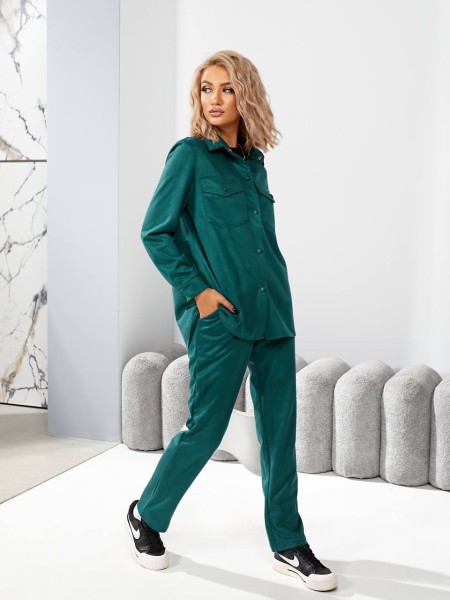 Жіночий прогулянковий костюм смарагдового кольору 29119