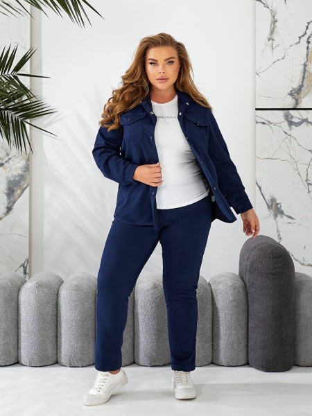 Жіночий прогулянковий костюм синього кольору 29124