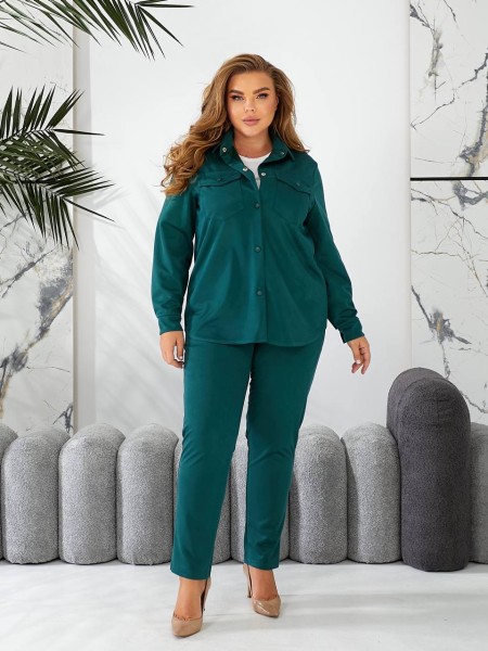 Жіночий прогулянковий костюм смарагдового кольору 29125