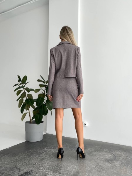 Кашеміровий класичний костюм зі спідницею кавового кольору 29170