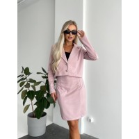 Кашеміровий класичний костюм зі спідницею пудрового кольору 29171