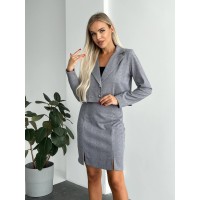 Кашемировый классический костюм с юбкой графитового цвета 29172