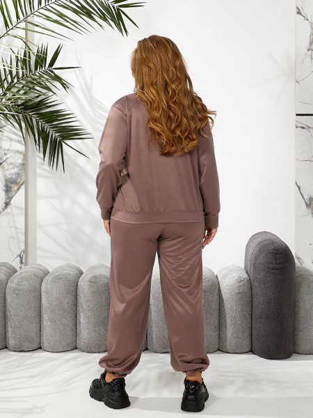 Жіночий спортивний костюм із трикотажу кавового кольору 29175