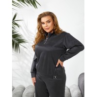 Жіночий спортивний костюм із трикотажу графiтового кольору 29176