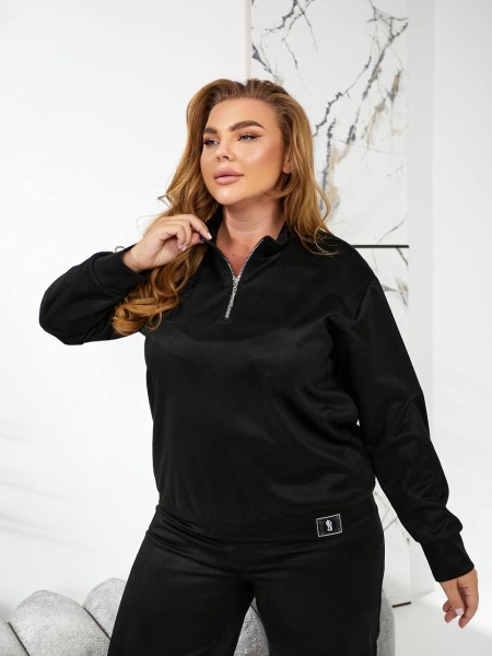 Женский спортивный костюм из трикотажа черного цвета 29177