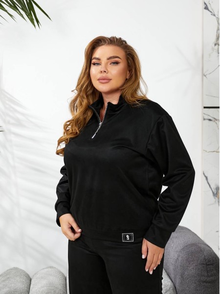 Женский спортивный костюм из трикотажа черного цвета 29177