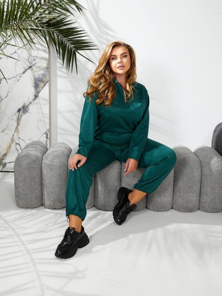 Женский спортивный костюм из трикотажа изумрудного цвета 29178