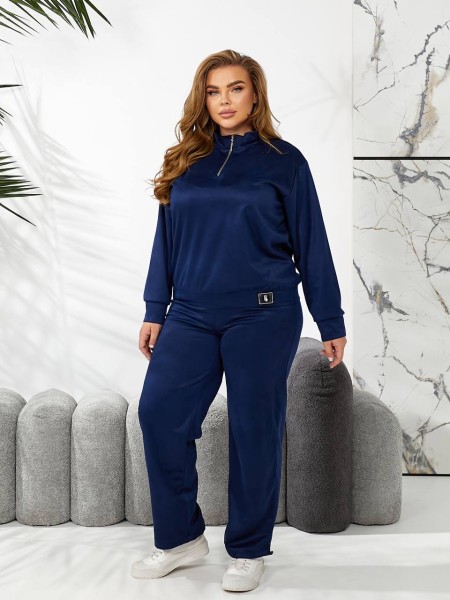 Женский спортивный костюм из трикотажа синего цвета 29180