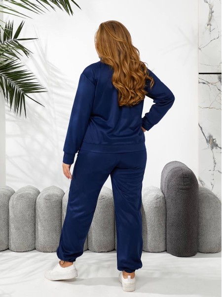 Женский спортивный костюм из трикотажа синего цвета 29180
