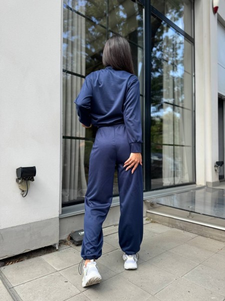 Женский спортивный костюм из трикотажа синего цвета 29181