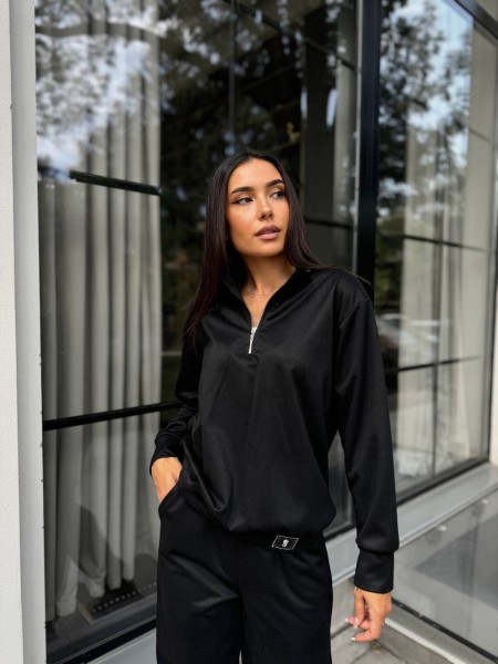 Женский спортивный костюм из трикотажа черного цвета 29186