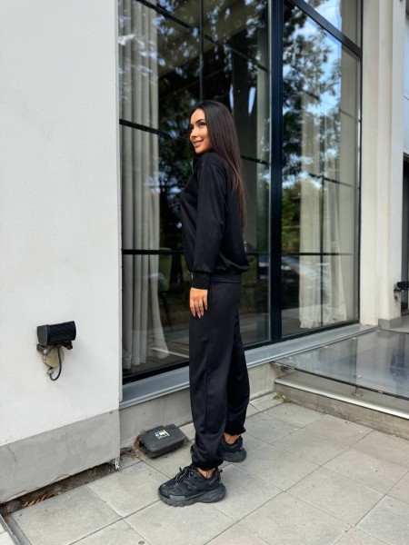 Женский спортивный костюм из трикотажа черного цвета 29186