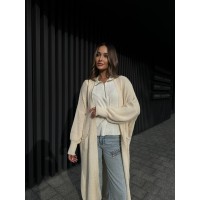 Подовжений в'язаний кардиган молочного кольору 29195